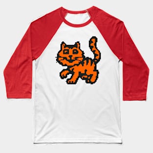 Orange Cat Pixel Baseball T-Shirt